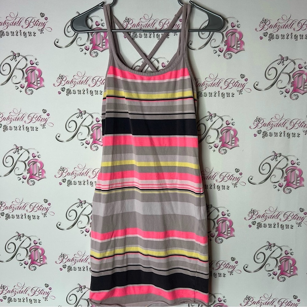 Armani Exchange dress stripes neon strappy cross cross Multicolor Striped